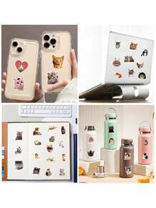50 piezas Pegatinas realistas y adorables con expresiones de gatitos, decoración creativa para botellas de agua, cuadernos, pegatinas de PVC resistente al agua, diseño no repetitivo, útiles escolares, de vuelta a la escuela