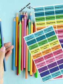 60/120/180/240pcs-Custom Solid Color Name Stickers, Waterproof, Personalized Name Stickers, Multi-Purpose Office Supplies, School Supplies, Home Supplies, Back To School Gifts, Student School Office Stationery