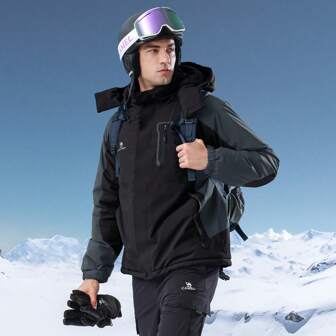 CAMEL CROWN Veste d'hiver pour hommes, imperméable et chaude, vestes de ski avec capuche amovible, manteaux de pluie en polaire moelleuse