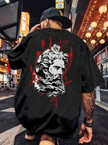 Shirt Oversized Streetwear Printed T-Shirt Angel Poseidon Bear Graffiti REF 7008 VEST NERD - màu đen - Xem 7