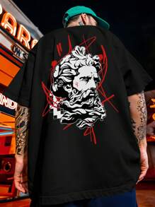 Shirt Oversized Streetwear Printed T-Shirt Angel Poseidon Bear Graffiti REF 7008 VEST NERD - màu đen - Xem 5
