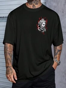 Shirt Oversized Streetwear Printed T-Shirt Angel Poseidon Bear Graffiti REF 7008 VEST NERD - màu đen - Xem 6