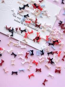 50Pcs 3D Nail Accessories, Small Size Bowknot , Bowknot , Burgundy, Bright Red, White, Beige, Pink, Light Color, Blue, Multiple Colors Randomly Mixed, Suitable For Nail Art Creation, Cute Style, Diy Decorative Accessories, Matte, Glossy Nails, Long Nails, Short Nails, Almond Nails, Ballet Nails, French Pointed Nails Are All Suitable Nail Supplies Nails Nail Charms Nail Gems - Multicolor - View 5