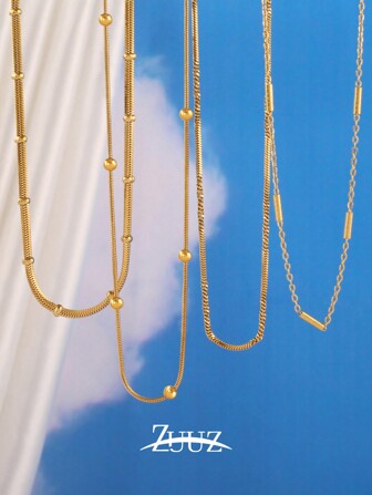 1 件时尚不锈钢简约链条项链女式 1-3 毫米宽锁骨链颈链珠宝女孩适合日常装饰