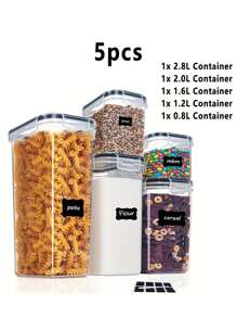 3/5/6/7/9/10/11/12/15/24pcs Stackable Large Capacity Food Storage Container With Lid, Coffee Storage Container, Multi-Functional And Reusable Food Storage Sealed Box, Used For Flour, Sugar, Dried Fruits, And Pasta, Kitchen Sorting And Storage, Kitchen Accessories