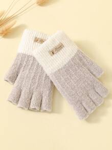 1 Pair Women's Winter Gloves With Cartoon Bear Embroidery, Outdoor Cycling Warm Fingerless Mittens+Winter Gear+Gloves Bear+Christmas - Fingerless Gloves - View 5