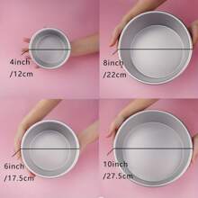 1pc/3pcs Thick 4/6/8/10 Inch Round Solid Base Baking Cake Mold Pan, Anodized Aluminum For Homemade Chiffon Cake, Non-Stick Surface Can Be Greased To Increase Release Difficulty Back To School