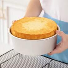 1pc/3pcs Thick 4/6/8/10 Inch Round Solid Base Baking Cake Mold Pan, Anodized Aluminum For Homemade Chiffon Cake, Non-Stick Surface Can Be Greased To Increase Release Difficulty Back To School
