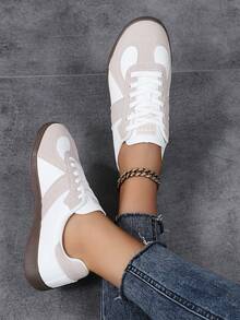 German Training Sports Shoes, Women's Casual Canvas Flat Sneakers, Lightweight Outdoor Women Athletic Shoes For Commuting - Brown - View 5