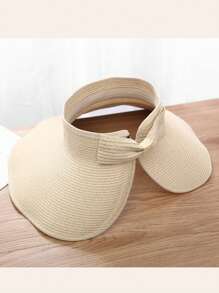 1Pc Solid Color Adjustable Sun Hats For Women Fashionable Women Wide Brim Hat Roll-Up Straw Sun Visor Hat