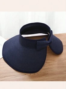 1Pc Solid Color Adjustable Sun Hats For Women Fashionable Women Wide Brim Hat Roll-Up Straw Sun Visor Hat