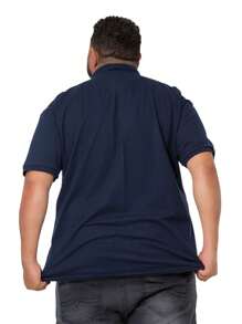 KIT OF 2 MEN'S POLO COLLAR SHIRTS, SOFT VERSATILE FABRIC, PLUS SIZE - 藏蓝色 - 查看 2