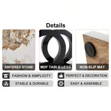 Large Modern Minimalist Rectangular Dining Table Suitable For 6-8 People Equipped With A 0.4 Inch Pattern Desktop MDF Material OC Shaped Bracket And Metal Base F-OC