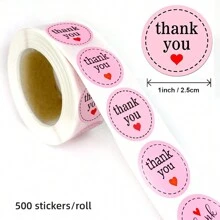 500 pièces/Rouleau Stickers en forme de cœur rose rond, cadeau de la Saint-Valentin, sticker de remerciement, étiquettes décoratives pour mariage et anniversaire faits à la main - Multicolore - Voir 4