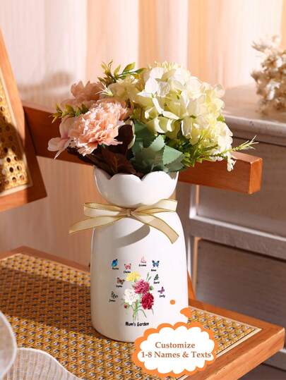 1pc Simple Style Customizable Name Vase Decoration Suitable For Living Room Bedroom TV Cabinet Shelf, Plastic Vase For Hydroponics, Creative Flower Arrangement Vase, Artificial Green Plants, Artificial Flowers, Living Room Table Decoration, Dining Table Decoration Gifts Birthday Graduation