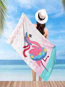 One, Beautiful Flamingo Pattern Beach Towel High Absorbency, Lightweight, Perfect For Sports, Ultra-Fine Fiber Bath Towel, Classic And Eternal Custom, Text Logo, Is The Perfect Choice For Beach Vacation, And Also An Ideal Travel Gift.