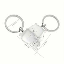 2 pièces Adorables porte-clés en acier inoxydable en forme d'ours pour couple - cadeau parfait pour la Saint-Valentin, idéal pour les sacs à dos, les clés, les accessoires de voiture, les breloques de sac, l'école, le style dessin animé mignon gothique Y2K