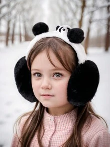 1 件可爱熊猫耳罩，冬季户外防寒，适合男孩和女孩