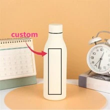 1pc Customized Name Personalized Text Double Wall Stainless Steel Plain Color Creative Small Mouth Vacuum Insulated Water Bottle, Outdoor Sports Yoga Bottle 500ml/17oz, Portable Coffee Cup