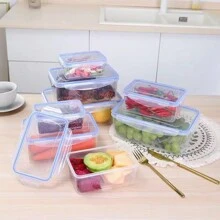 Cajas de almacenamiento de alimentos rectangulares con tapas selladas, contenedores organizadores de refrigerador, cajas de almuerzo
