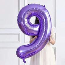 1pc Purple 40-Inch Digit Number Aluminum Foil Balloon For Birthday Party Decoration, Indoor/Outdoor Anniversary Celebration, Graduation Season And Wedding Celebration, Back To School Valentine Day