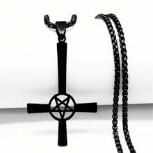 Omgekeerde Kruis Occult Pentagram Ketting Omgekeerde Kruis Gotische Satan Kettingen Satan Sieraden Cruz Invertida
