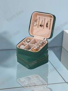 Portagioie portatile, piccolo portagioie, organizer per gioielli semplice per donna, organizer da viaggio, elegante mini scatola contenitore, custodia con cerniera per orecchini da viaggio, accessori da viaggio estivi, vacanza, accessori per il bagno di casa, organizer per il trucco per le vacanze, accessori per il bagno, per il ritorno a scuola