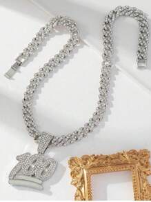 1 szt. Fajny modny naszyjnik z kryształkami w stylu hip-hop, odpowiedni dla mężczyzn i kobiet, do codziennego noszenia, na Boże Narodzenie, Nowy Rok, prezent na Walentynki