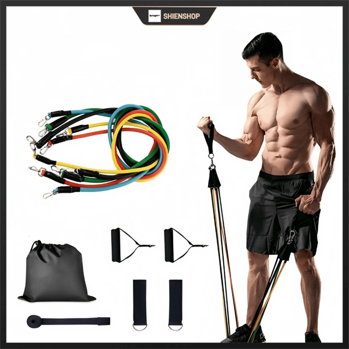 Kit 11 Elástico Para Treino Exercícios Malhar Musculação Casa ZH-055 - Multicolorido - Visão 1