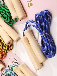 1pc Premium Lightweight Wooden Handle Jump Rope, Competition Skipping Rope For Workout & Fitness, Random Color, Rope Length Approx. 200cm/78.74inch, Suitable For Petite Women Or Men Gym Accessories, Sport, Gym, Home Exercise, Jump Rope, Skipping Rope, Jump Rope