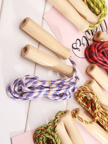1pc Premium Lightweight Wooden Handle Jump Rope, Competition Skipping Rope For Workout & Fitness, Random Color, Rope Length Approx. 200cm/78.74inch, Suitable For Petite Women Or Men Gym Accessories, Sport, Gym, Home Exercise, Jump Rope, Skipping Rope, Jump Rope