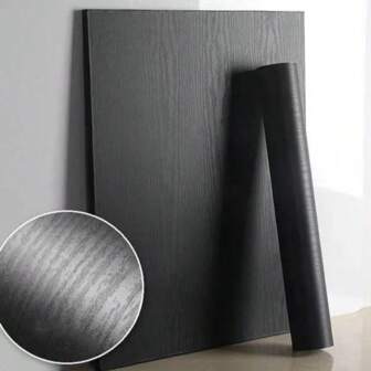 1 Roll Black Peel And Stick Wallpaper, Self-Adhesive Contact Paper, Waterproof Removable Peel And Stick Wallpaper For Living Room, Kitchen, Bedroom, Furniture Refurbishment