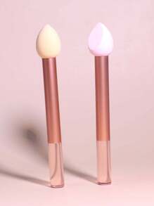 1/2 件便携式海绵遮瑕刷，迷你蘑菇化妆海绵头，用于遮瑕、黑眼圈和轮廓，腮红刷，带长柄/短柄 - 彩色 - 查看 5