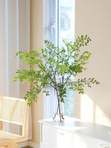 1 个，人造竹枝，长 105 厘米，宽 52 厘米，不褪色塑料植物清新欧式和 N 风格装饰，适用于家庭室内外装饰、卧室、客厅、厨房和浴室、门廊、书房、入口、阳台、窗户、门、壁炉、插花、各种桌面装饰、户外装饰、场景搭配装饰、酒店和餐厅公司装饰、情人节、礼物 - 綠色 - 查看 6