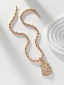 1 st. Stijlvolle Bling Bling Kristallen Hanger Ketting, Geschikt voor Zowel Mannen Als Vrouwen, Geweldig Voor Dagelijks Gebruik Of Cadeau