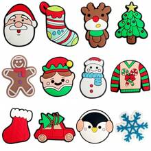 圣诞鞋饰装饰DIY洞穴鞋沙滩鞋鞋扣可拆卸PVC软橡胶拖鞋凉鞋配件圣诞礼物生日礼物12-28件/套