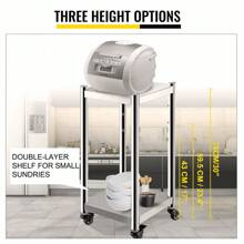 VEVOR 14" X 14" Rice Warmer Stand Cart Stainless Steel With Wheels & Two Brakes