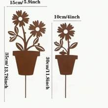 1 个 35 厘米锈铁板金属花盆，向日葵和康乃馨剪影植物形状，适合母亲、祖母、花园装饰、万圣节、圣诞节、庭院、草坪、花盆装饰、家居装饰 - 彩色 - 查看 15