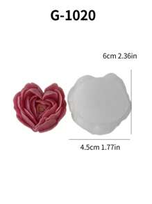 1 pieza Molde en forma de corazón y flor, molde de silicona para hacer jabón perfumado con flor de rosa hecho a mano, resina, yeso o vela