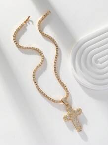 1 st. Stijlvolle Bling Bling Kristallen Hanger Ketting, Geschikt voor Zowel Mannen Als Vrouwen, Geweldig Voor Dagelijks Gebruik Of Cadeau
