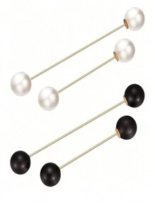 4pcs Sweater Shawl Pins With Faux Pearl Brooch, Women Cardigans Sweater Clips,Vintage Shirt Collar Clips, Clothing Accessories, Multiple Colors Dress Accessories Pin For Clothes Bag Charm School