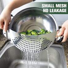 2Pcs Pot Strainer Set Stainless Steel Pasta Colander With Handle Heat Resistance Food Strainer Multipurpose Veggies Drainer For Kitchen Pots Pans Bowls