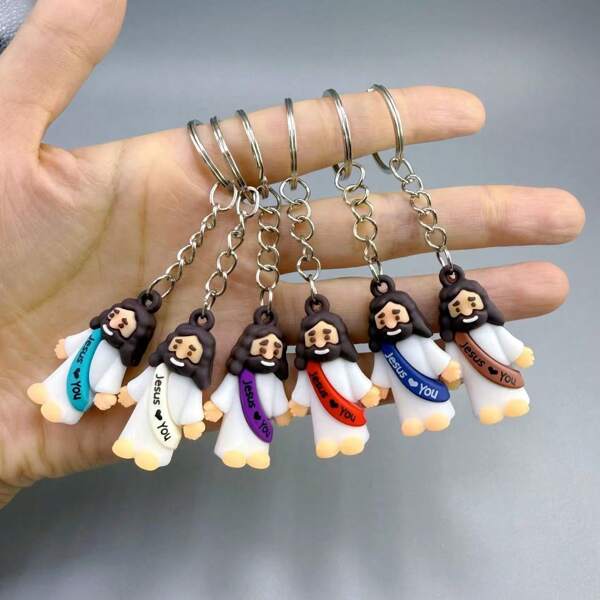 1pc Multicolor Creative Cartoon Jesus You Keychain Pendant, Key Chain Car Bag Ornament, Valentine's Gift For Friends, Daily Use Accessory Valentines Car Accessories Bag Charm School Cute Goth Y2k