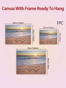 1pc Framed Creative Love Theme Canvas Print Poster, Custom Name Seascape Print, Personalized Name Canvas Wall Art, Artwork Wall Painting For Bathroom, Bedroom, Office, Living Room, Wall Decor, Home Decoration Gifts Birthday Graduation