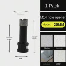 M14 Brazed Diamond Hole Opener, 125 Type Angle Grinder, M14 Thread Brazing, Ceramic Tile Drilling Tool, Drill Bit, Hand Grinder Special Drilling Tool, Suitable For: Marble/Granite/Pebble/Quartz/Concrete/Glass Stone Rhinestone Drilling Unit, Tool Accessories, Model: 6-100mm