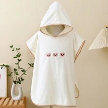 1pc Ins Embroidered Bear Baby Coral Fleece Hooded Cloak Children Bathrobe, Infant Absorbent Towel, 1-4 Years Old - Multicolor - View 8