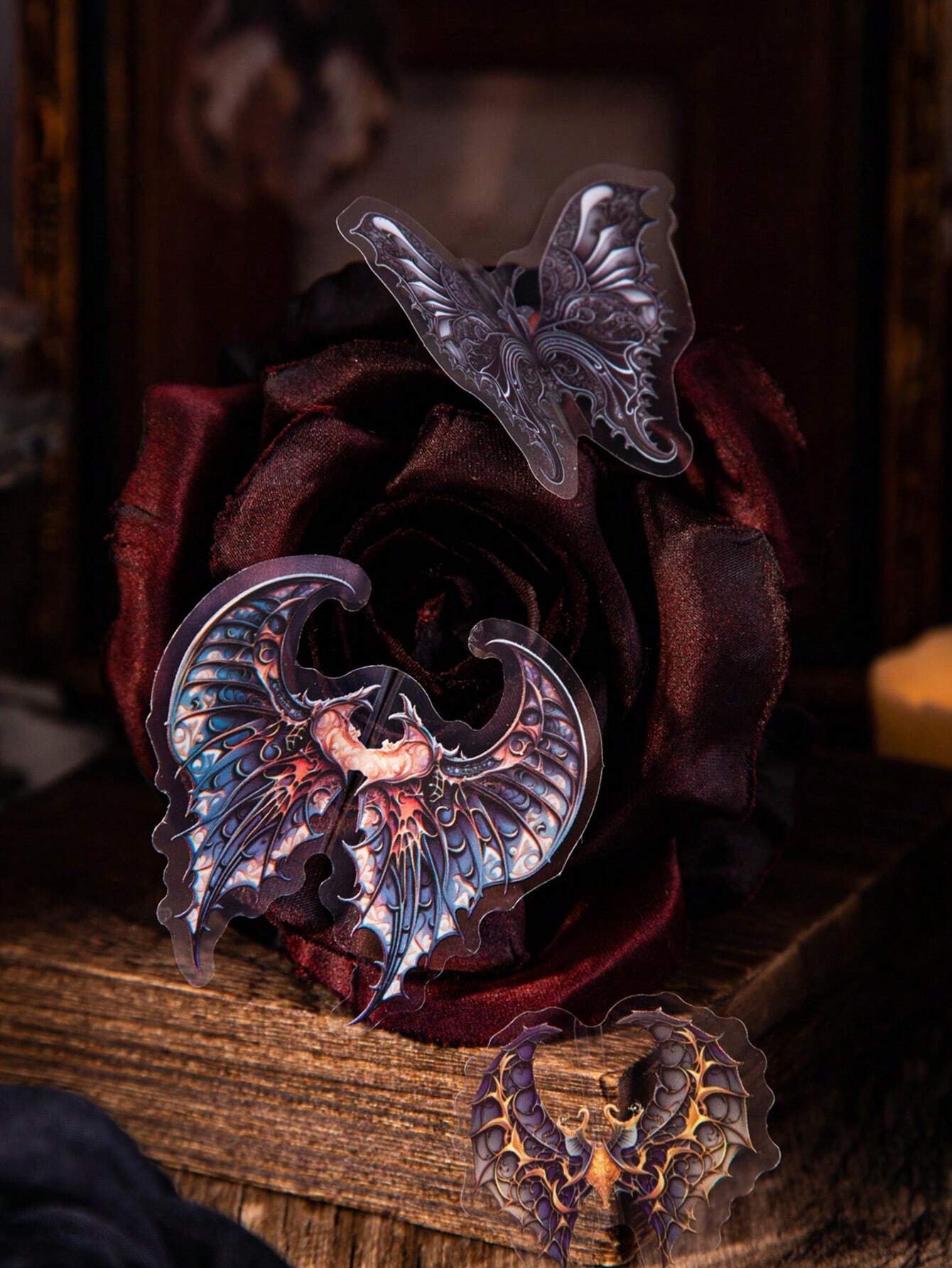 20pcs Gothic Style Dark Wings Themed Stickers, Scrapbooking Decor ...