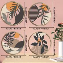 4 件/8 件镂空乡村风格农舍墙壁艺术装饰，波西米亚风格壁挂装饰，圆形墙壁装饰，单件或套装。山丘、树叶、太阳、蓝色、黄色、绿色元素。适用于装饰客厅、卧室、厨房、走廊、乡村庭院、办公室。送给家人、朋友、爱人的独特设计礼物。非常适合新年和日常生活装饰。