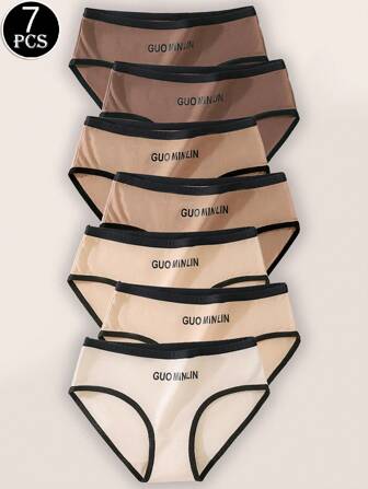 7 条装 女士字母印花撞色柔软透气内裤