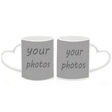 Personalized Picture Coffee Mug, Custom Photo Name Text Gifts For Men Women, Customized Ceramic Heart-Shaped Cup For Birthday Christmas Mother's Day Father's Day